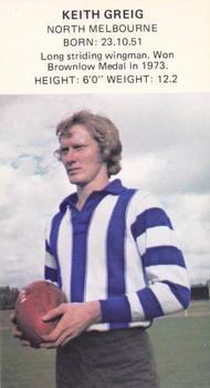 1974 Dinkum Pies Footballer of the Week #NNO Keith Greig Front